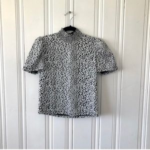 Zara short sleeve mock turtleneck textured top